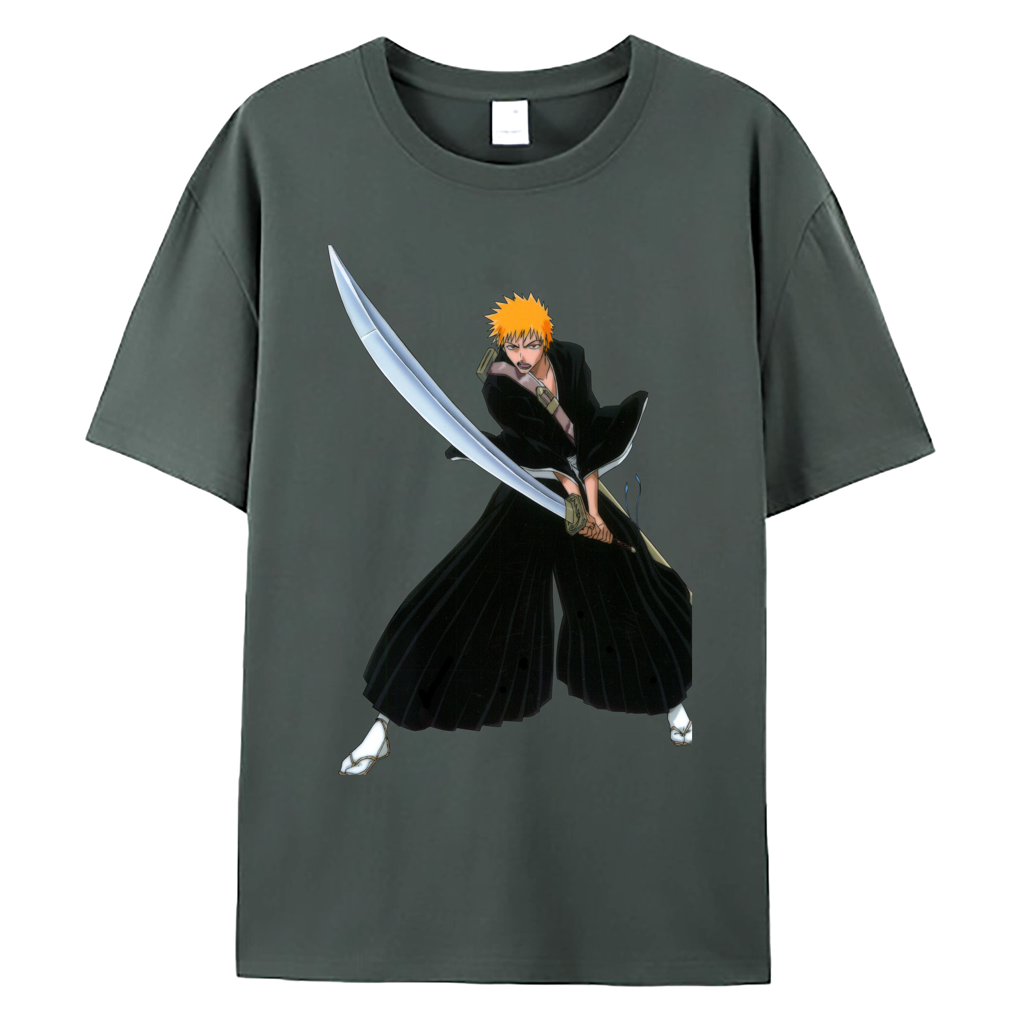 （画像用） ブリーチ 黒崎一護（くろさき いちご）BLEACH Kurosaki Ichigo 綿100％ メンズ半袖Tシャツ｜肌触りやわらか＆通気性